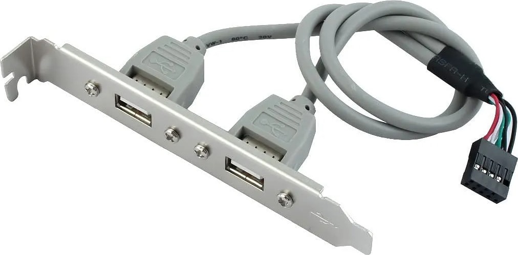 WiredCom® 2 Port USB 2.0 Motherboard Rear Panel Expansion Bracket to IDC 9 Pin Motherboard USB Cable Host Adapter