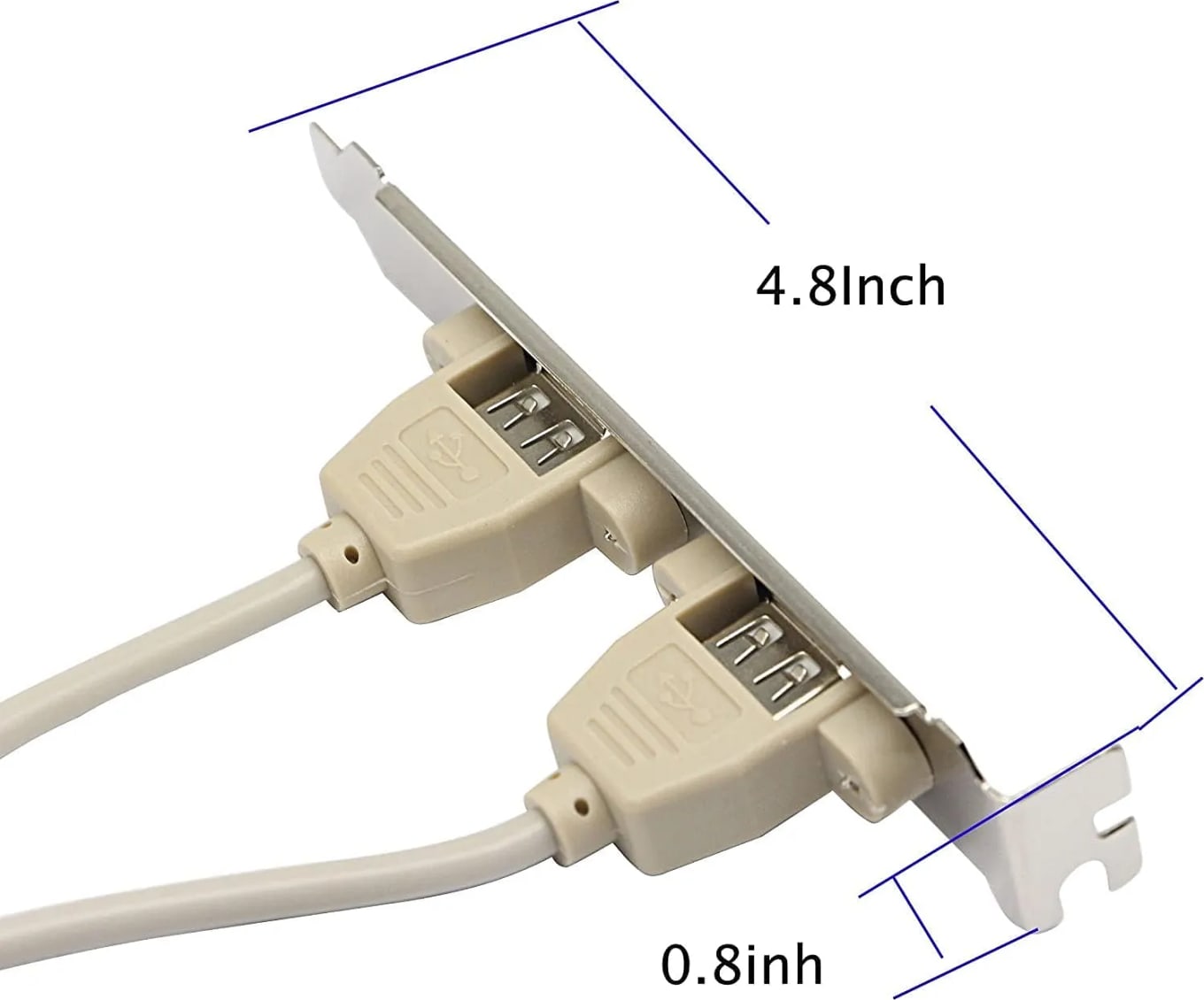 WiredCom® 2 Port USB 2.0 Motherboard Rear Panel Expansion Bracket to IDC 9 Pin Motherboard USB Cable Host Adapter