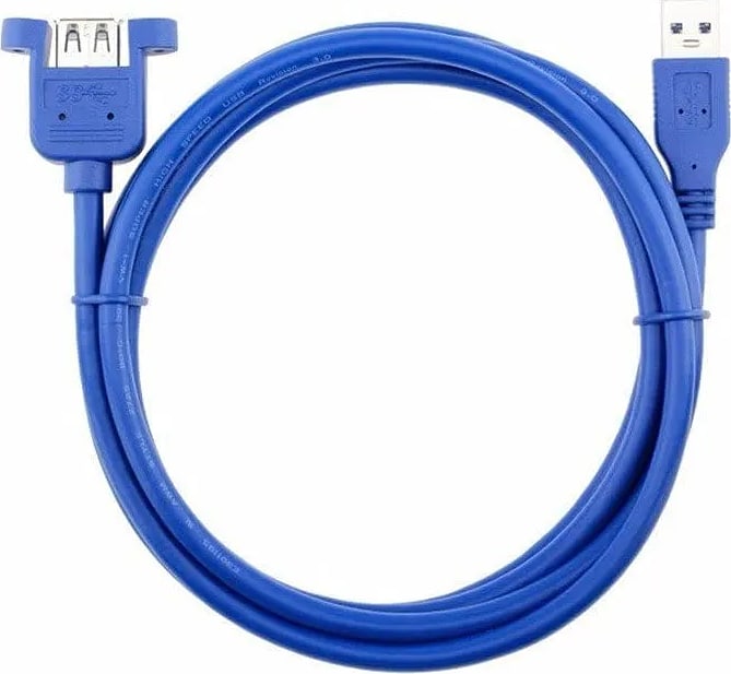 WiredCom® USB 3.0 Male to Female Extension Cable with Panel Mount Screw hole lock connector adapter cord-Blue