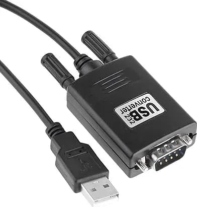 WiredCom® USB to RS-232 Serial Converter Cable, USB to Serial 9-Pin DB-9 RS-232 Converter Cable - Black, Plug and Play, Supports Windows & Mac, Over 1 Mbps Data Transfer Rate, Includes Driver CD