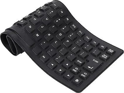 WiredCom® Foldable Silicone Keyboard, USB Waterproof Travel Gaming Wired Keyboard, Rollup Wired Keyboard Folding Keyboard Compatible with PC, Laptop, Mac Notebook Full Size (Black,Flexible)