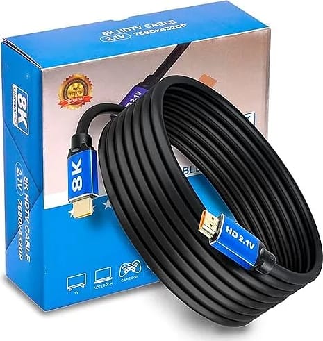 8K UHD HDMI Cable High Speed 48Gbps HDMI 2.1 Cord Supports 8K@60HZ, 4K@120HZ UHD, 2160p, 1080p, Ethernet, 3D, Audio Return (ARC) for TV, Laptop, PC, Monitor and Projector (8K, 5 Meter)