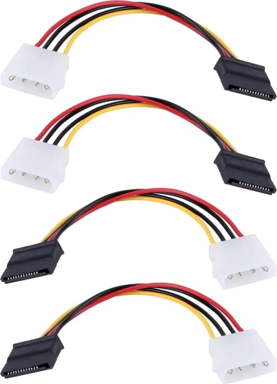 WiredCom Pack of 4,Molex to SATA Cable,12 Pin SATA to 4 Pin Molex Power Adapter Cable Cord for SATA Hard Drives & CD ROM Drives,Multi-colored