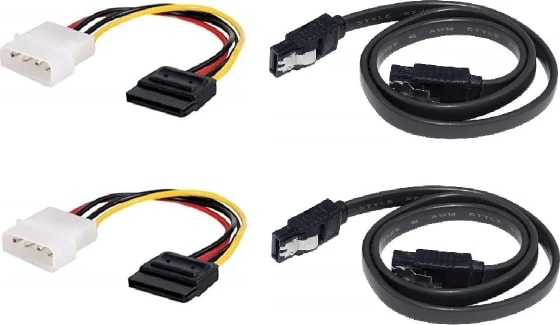 WiredCom SATA III (Sata 3) Data Cable with Locking Latch + 4 Pin Molex to 15 Pin Power Cable Combo for Internal Hard Disk Drive, HDD, SSD & DVD Writer (Pack of 2 + 2)