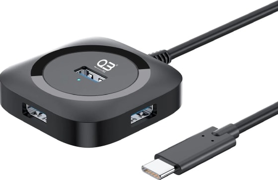 WiredCom® USB C Hub Ultra-Slim USB-C Superspeed Adapter with 4 USB 3.0 Ports USB Type C Hub for All Laptops and More USB Type C Devices