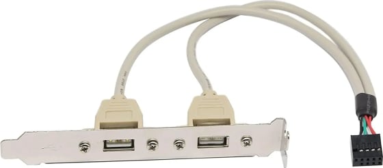 WiredCom® 2 Port USB 2.0 Motherboard Rear Panel Expansion Bracket to IDC 9 Pin Motherboard USB Cable Host Adapter