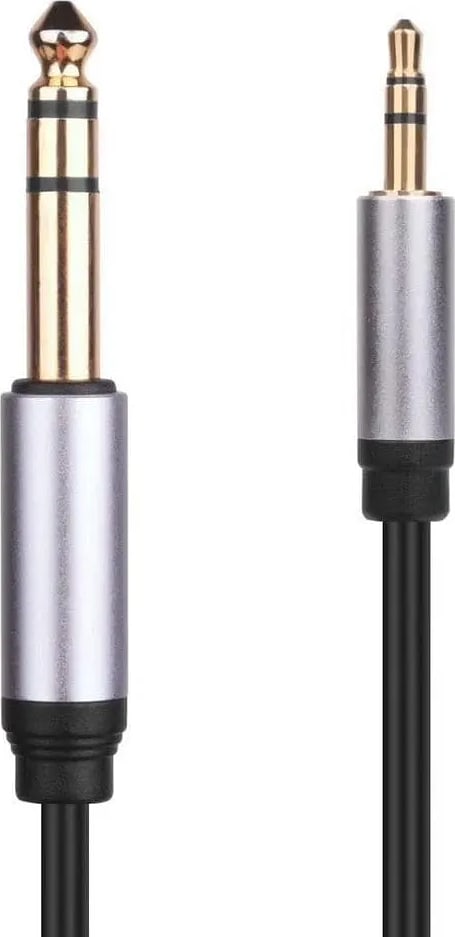 WiredCom® [ 1 Pieces 3.5mm To 6.35mm Jack Audio Adapter Gold Plated 6.5 Jack To 3.5 Jack Aux Cable for Mixer Headset Guitar Amplifier Speakers (1.8 Meter)