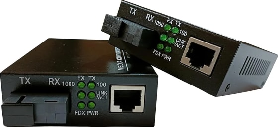 WiredCom® Media Converter 10/100/1000 Mbps Ethernet to Fiber Optic Single Mode Single Fiber Gigabit Media Converter 10/100/1000 Mbps SMSF up to 20 Kms Network Switch