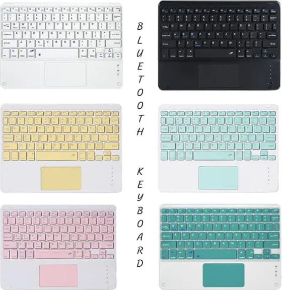 WiredCom® Universal Wireless Bluetooth Keyboard with Integrated Multi-Touch Trackpad – Ultra-Slim Rechargeable Portable Keyboard for PC (Black)
