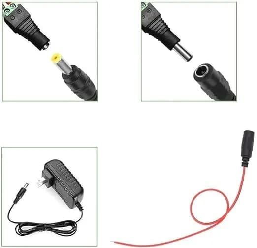 18AWG 10 Pairs Each DC Power Pigtail Cable 12V 5A Male & Female 10 Pairs DC Power Plug Adapter Connector for CCTV Home Security Surveillance Camera DC