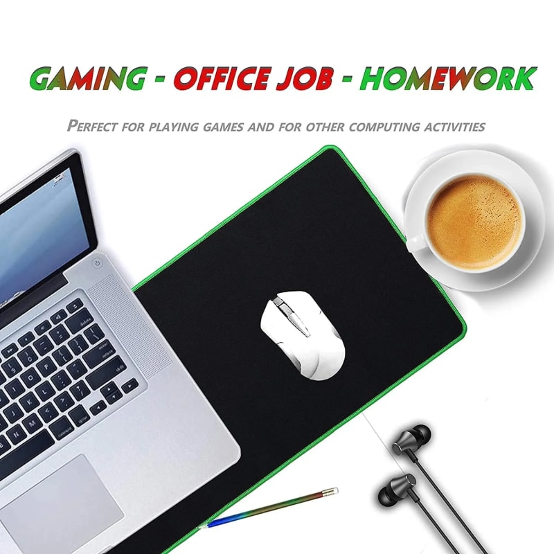 WiredCom® Large Size Gaming Mouse Pad with Stitched Embroidery Edge, Premium-Textured Mouse Mat, Non-Slip Rubber Base Mousepad for Laptop Computer (600mm x 300mm x 2mm)