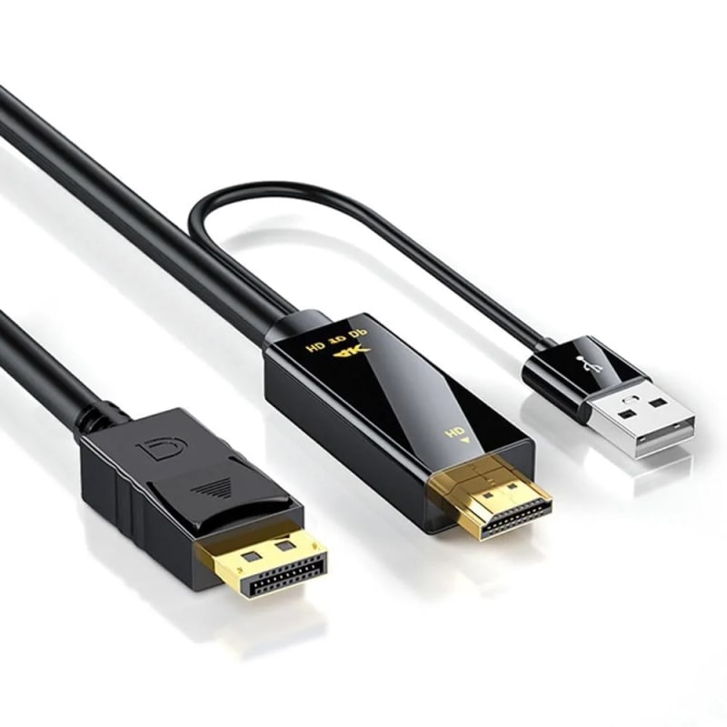 WiredCom HDMI to DisplayPort Cable Adapter, HDMI to DP Cable Converter Cord Gold Plated UHD 4K@30Hz FHD, Compatible with Any DisplayPort HDMI Enabled PC, Laptop, Monitor, TV, Projector for Video