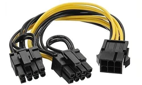 WiredCom 6 Pin to Dual PCIe 8 Pin (6+2) Graphics Card PCI Express Power Adapter GPU VGA Y-Splitter Extension Cable Mining Video Card Power Cable