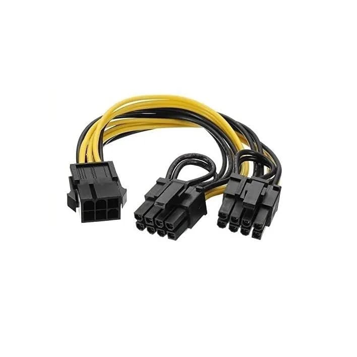 WiredCom 6 Pin to Dual PCIe 8 Pin (6+2) Graphics Card PCI Express Power Adapter GPU VGA Y-Splitter Extension Cable Mining Video Card Power Cable