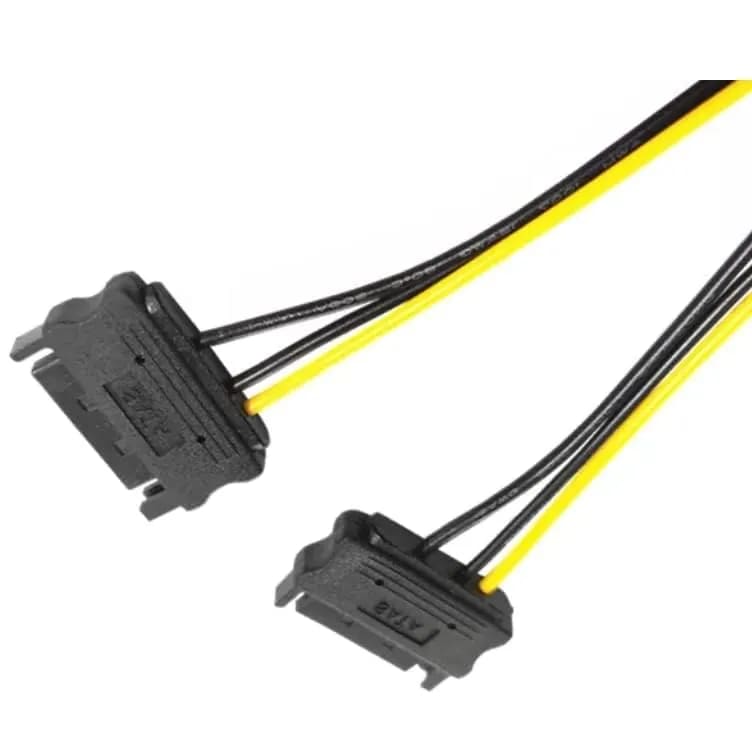 WiredCom® Dual Sata 15 Pin Male to 6 pin PCI Express Power Supply PCI-E Graphics Video Card Power Cable 19cm