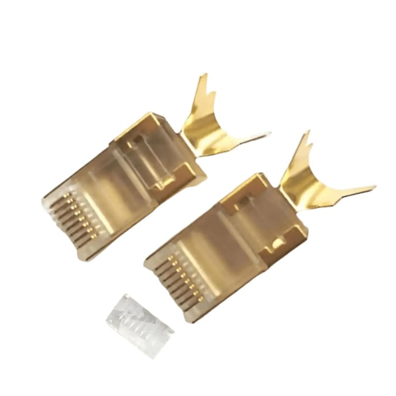 WiredCom® RJ45 Cat7 CAT6A Connector (Gold Shielded) - RJ45 Plug for Cat7 Ethernet Cable - 8P8C