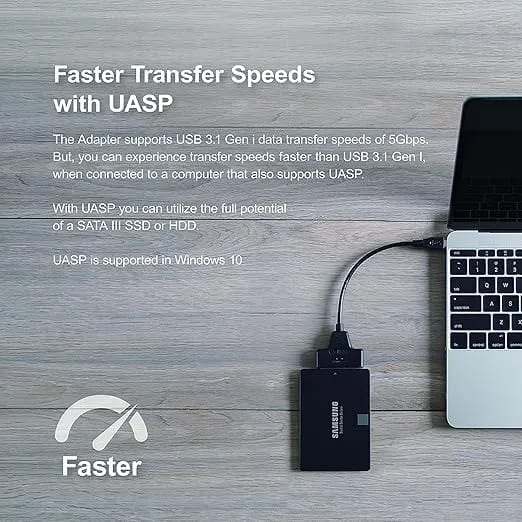 WiredCom® Type C to SATA Converter Adapter, Type C to SATA Cable Adapter for 2.5" Hard Disk Drive HDD SSD.(Black)