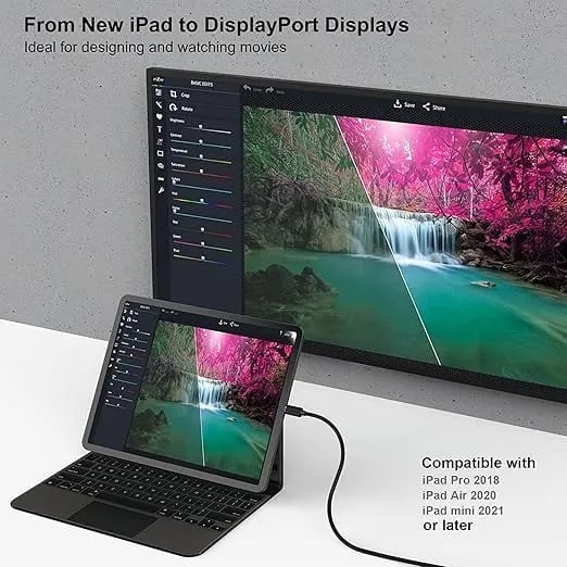 USB C to DisplayPort 1.8 Meter Cable(8K@60Hz 4K@144Hz), USB Type-C to DP Adapter [Thunderbolt 3/4 Compatible] with iPhone 15 Pro/Max, MacBook Pro/Air 2023, iPad Pro, iMac, S23, XPS 17 and More