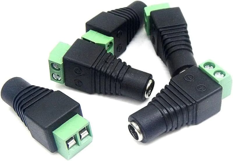 WiredCom 20Pc Male and 20Pc Female 2.1x5.5mm DC Power Cable Jack Adapter Connector Plug Led Strip CCTV Camera Use 12V+20Pc Coaxial Camera Vedio BNC Male Balun Connector for Coax CAT5 to CCTV(60 Pc)
