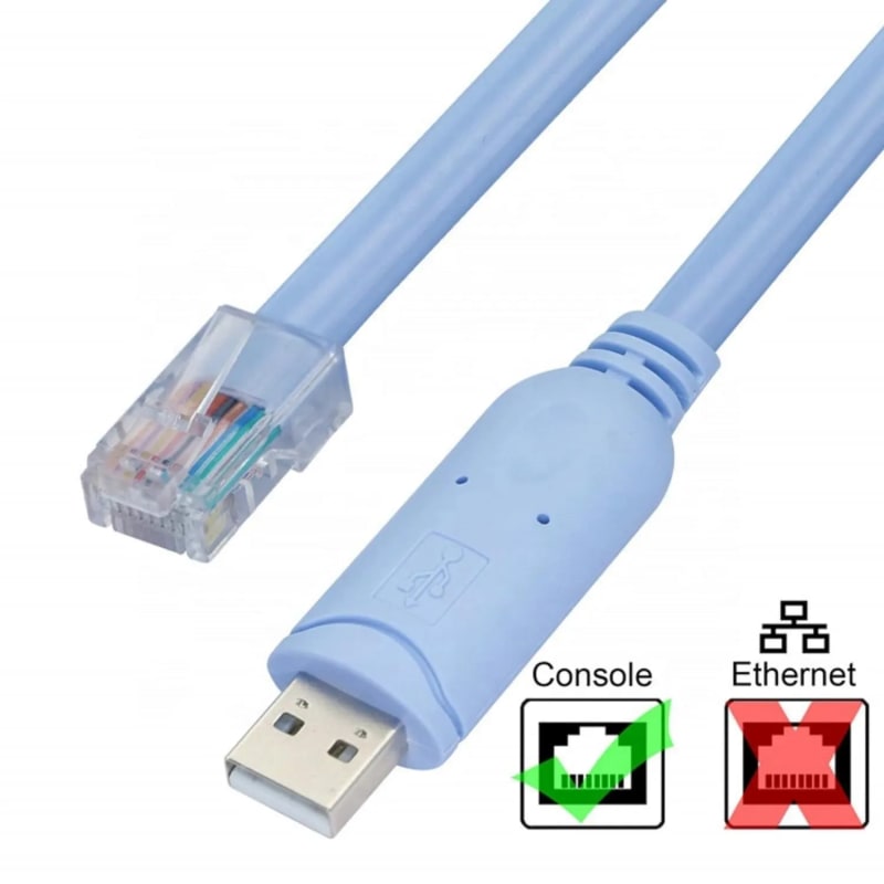 WiredCom USB to RJ45 Console Cable Serial Adapter Converter for Debugging Routers, Switches, Light Blue,