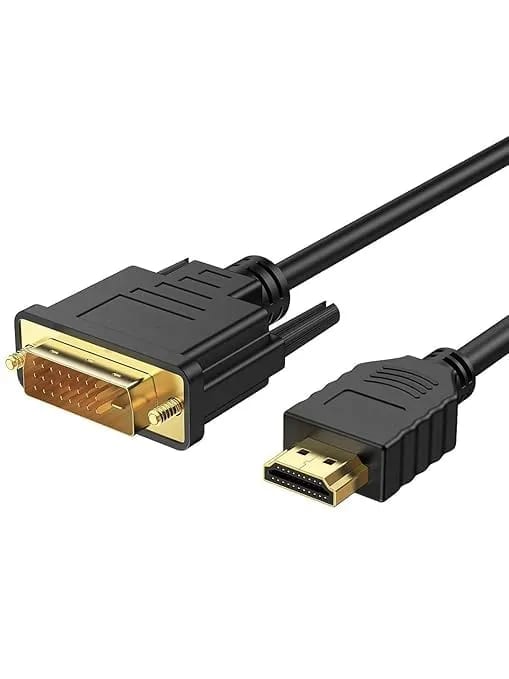 WiredCom® HDMI Male to DVI Male Bi-Directional Adapter Cable, HDMI to DVI-D 24+1 High Speed Cable Support 1080P HD for Raspberry Pi, Roku, Xbox One, PS5 (1.8 Meter)