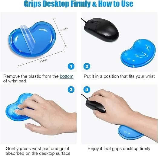 Wrist Gel pad, Silicon Gel Wrist Support, Gel Wrist Rest Cushion Heart-Shaped Translucence Ergonomic Mouse Pad Cool Hand Pillow Effectively Reduce Wrist Fatigue Painst Fatigue Pain [Pack Of 2]