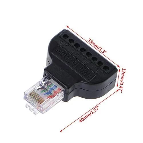 WiredCom Ethernet RJ45 Male Plug to Screw Terminal 8 Pin CCTV Digital DVR Adapter Connector with Mini Screw Driver (Black)
