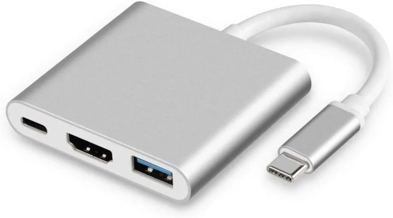 WiredCom® 3 in 1 Type C USB Hub Plus, HD 4K HDMI with PD Charging, USB 3.0, Compact Extension Adapter, Aluminum Case, [Compatible with MacBook Pro Dell XPS Surface Pro Pixel EliteBook ThinkPad]