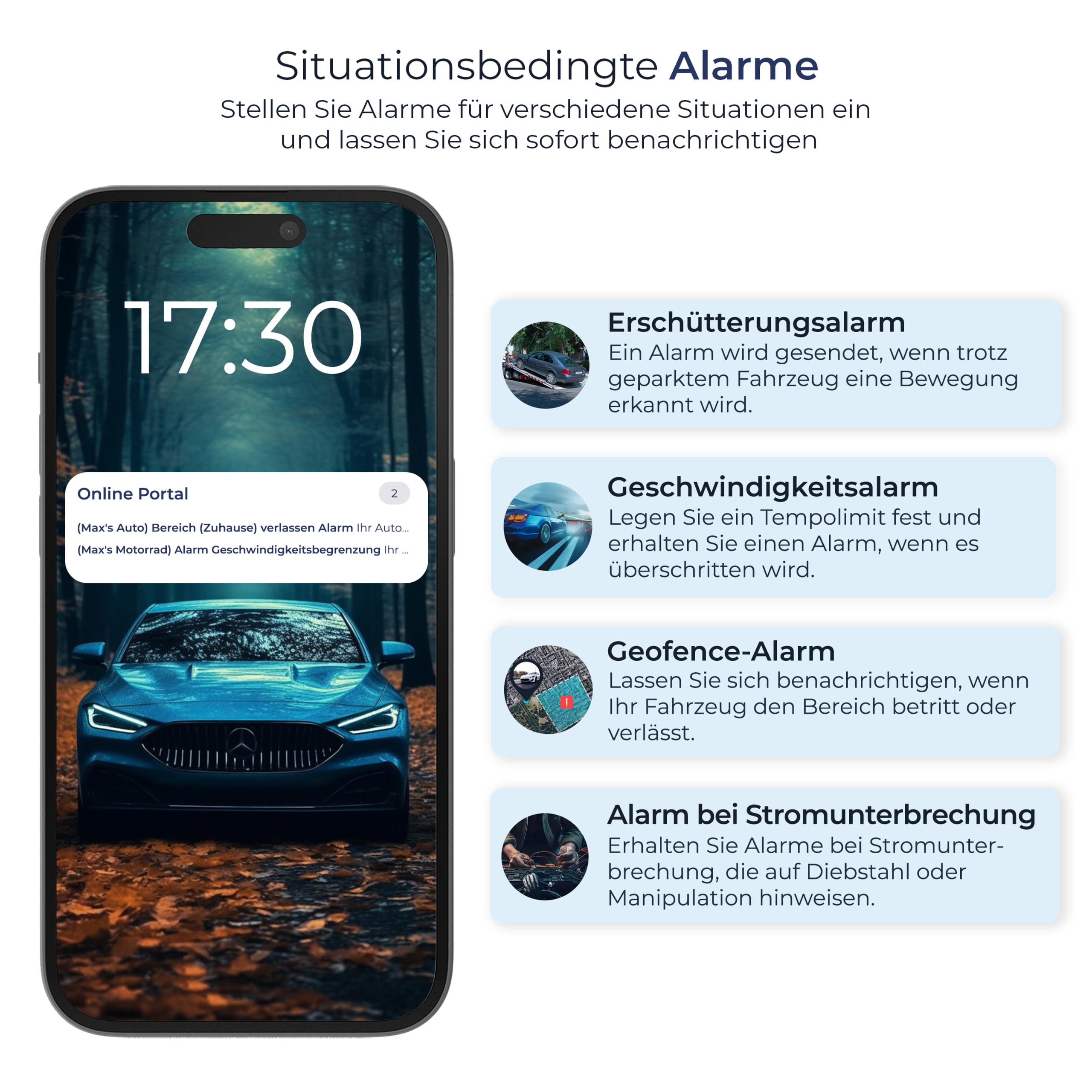 Salind 01 4G Alarme — Sabotage, Geozaun, Zündung an, Akkustand