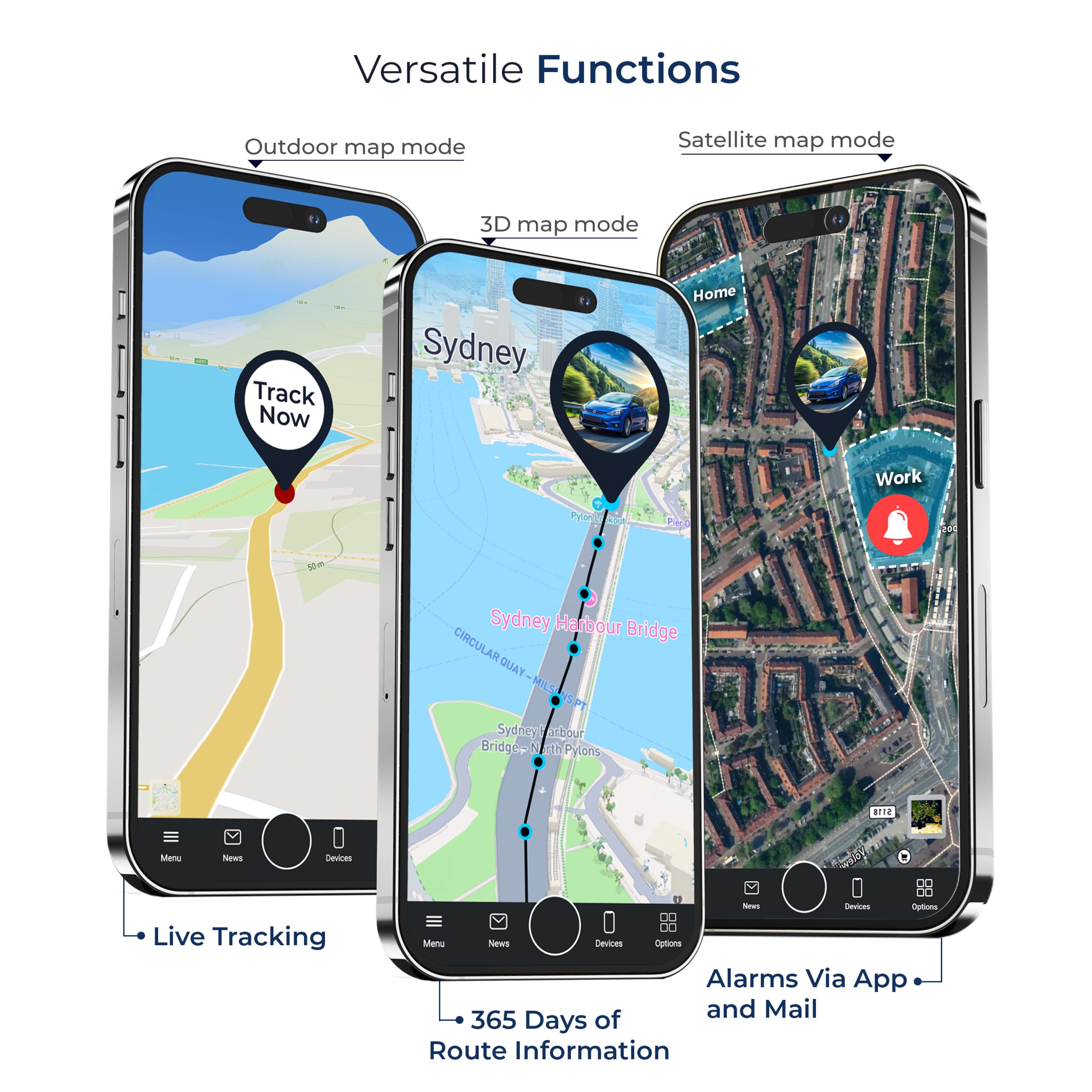 Salind 01 4G in the FINDER Portal app — live tracking, history, alarms