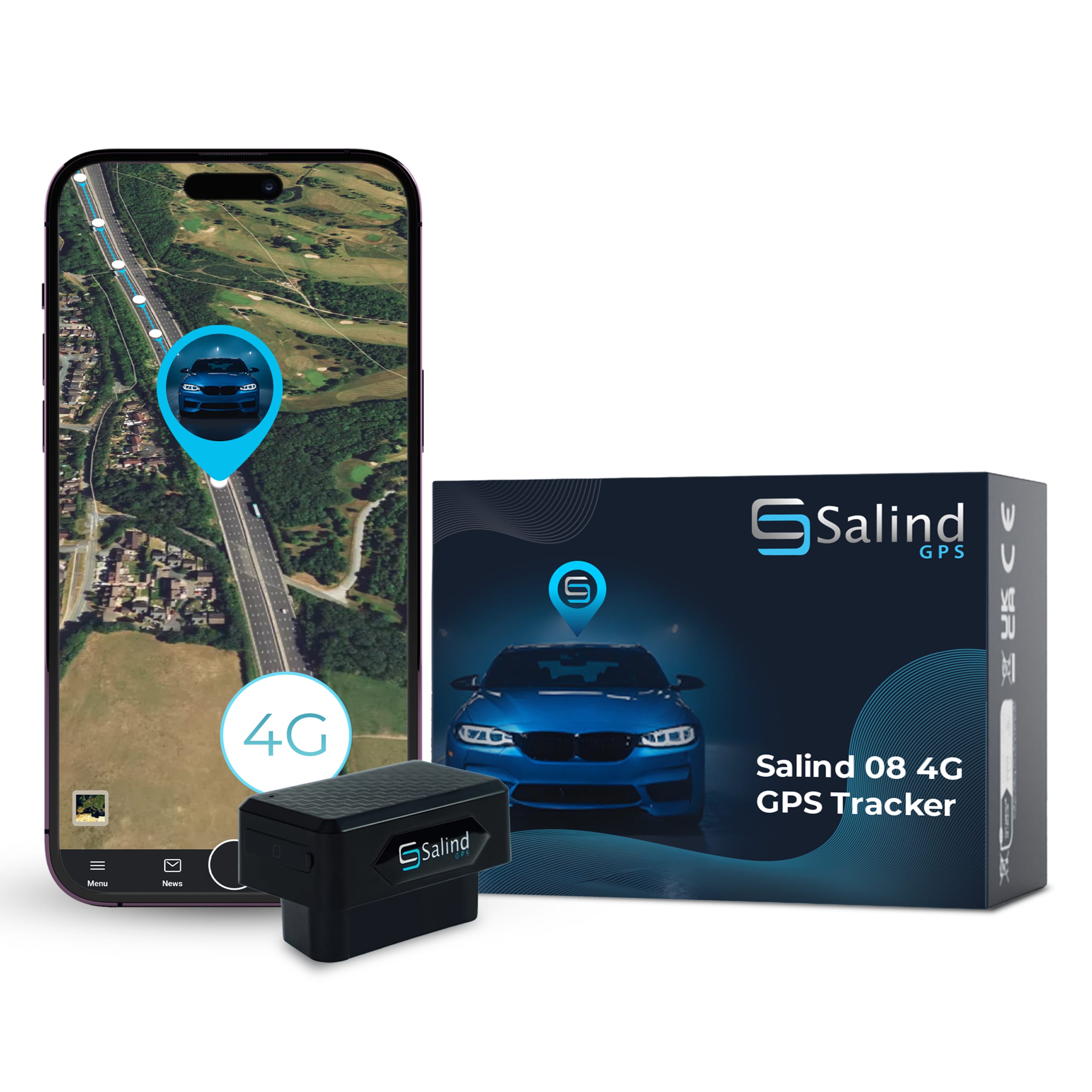 Salind 08 4G — plug-and-play GPS tracker, front view