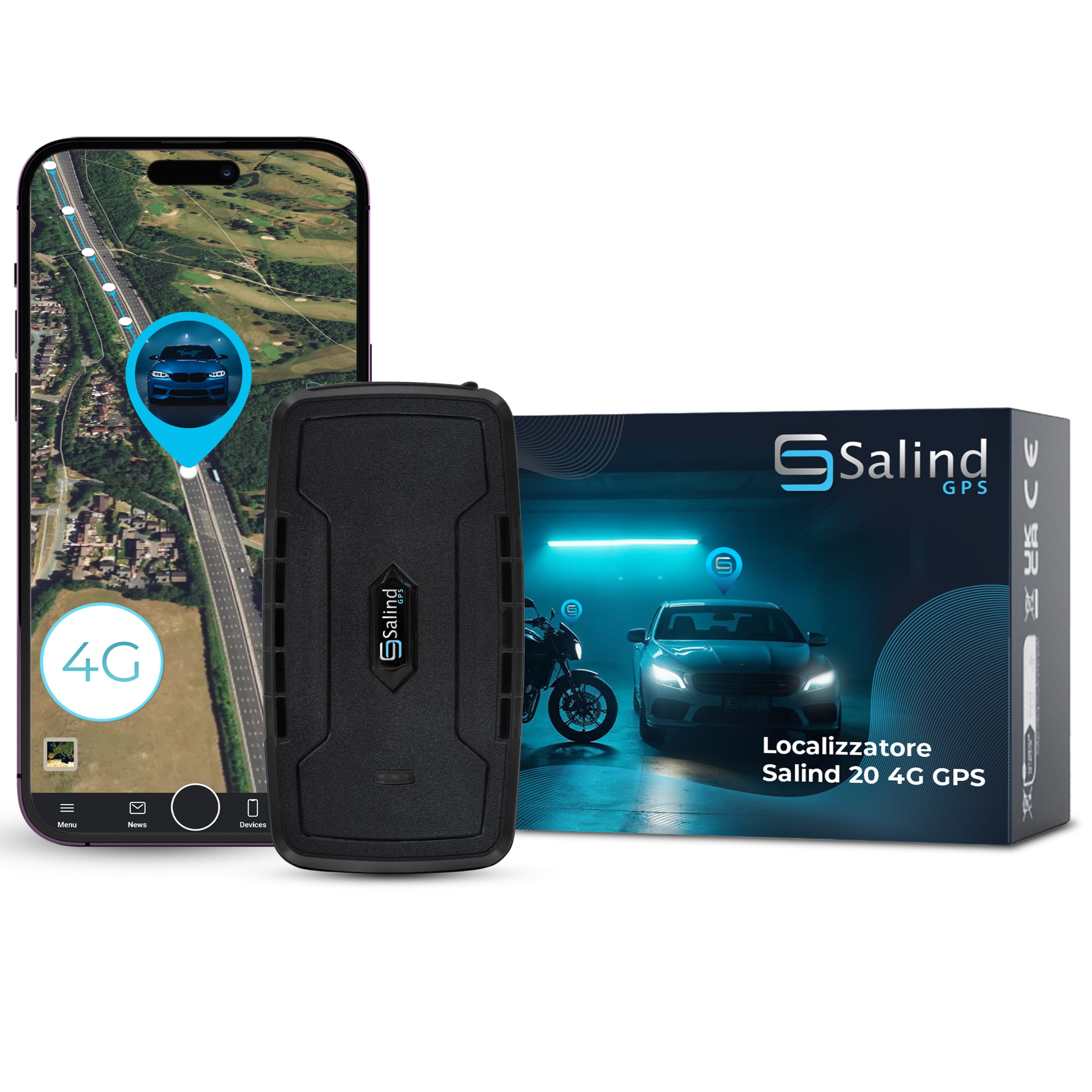 Salind 20 4G — localizzatore GPS a lunga durata, vista frontale