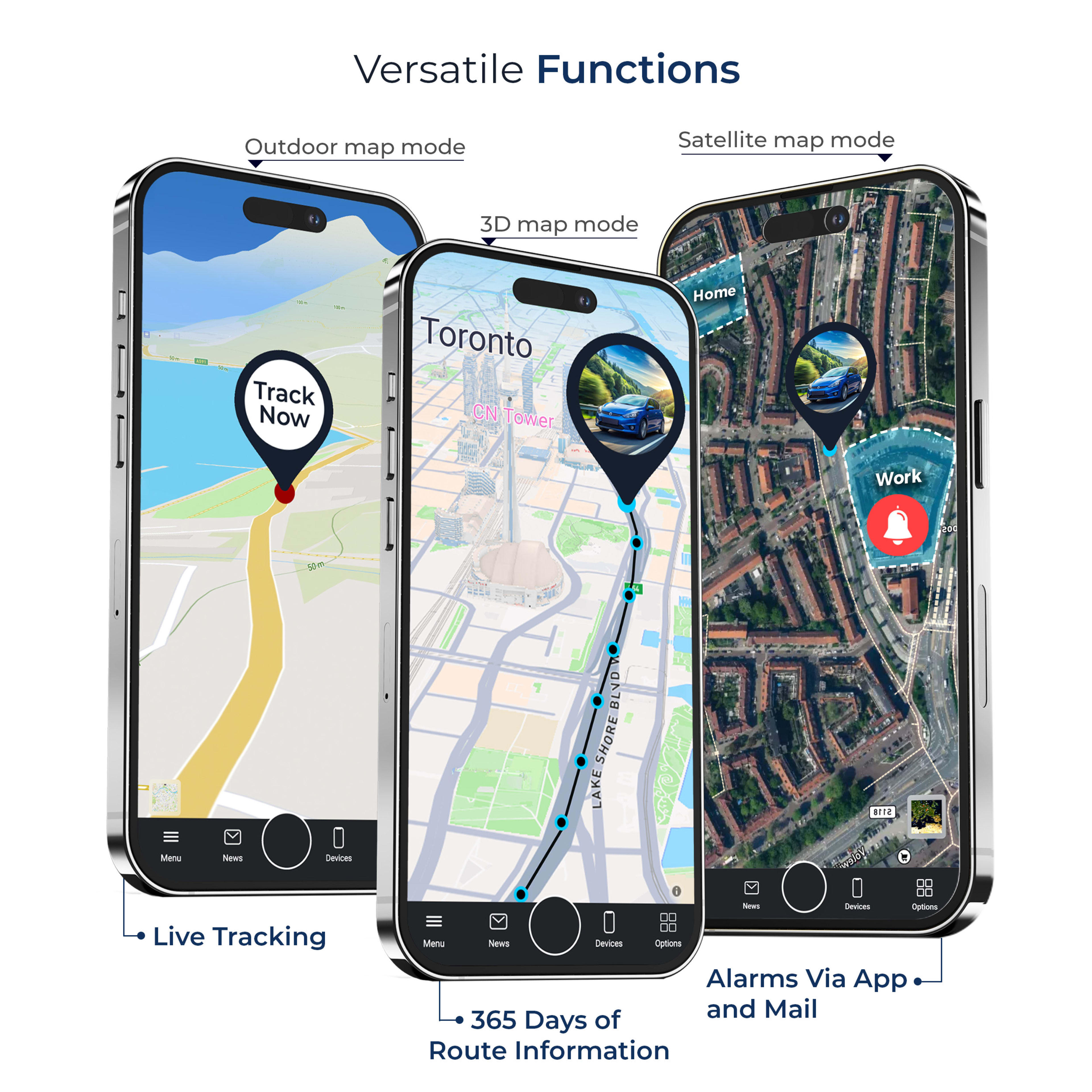 Salind 01 4G in the FINDER Portal app — live tracking, history, alarms