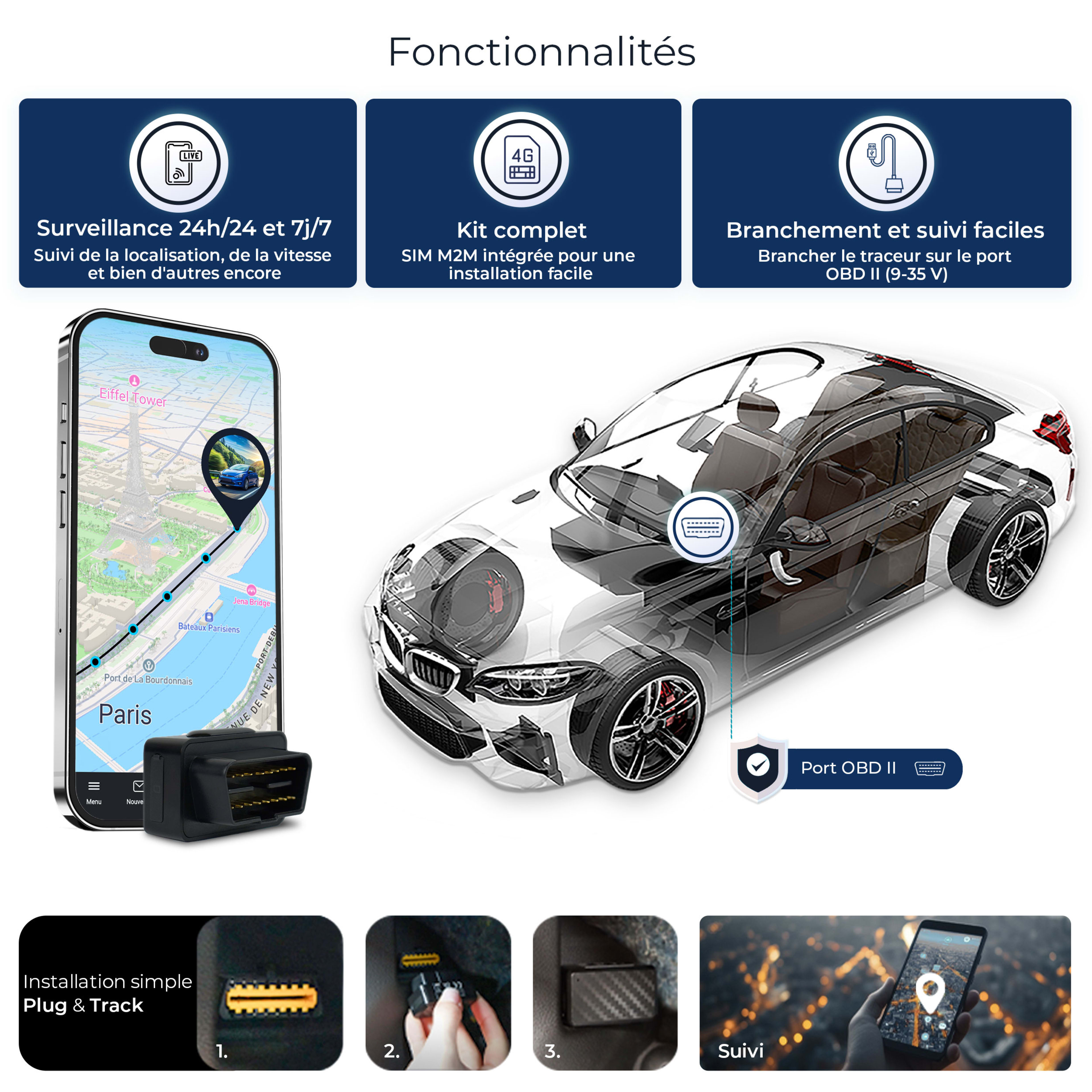 Salind 08 4G — se branche sur le port OBD-II, sans câblage, installation en 30 secondes