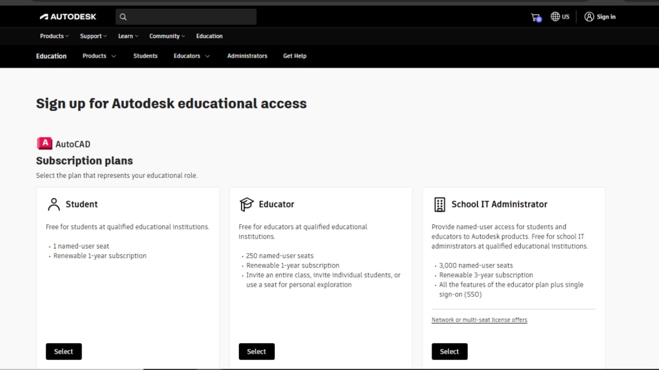 Autodesk Education Community website — how to download free AutoCAD student version for Pakistan students