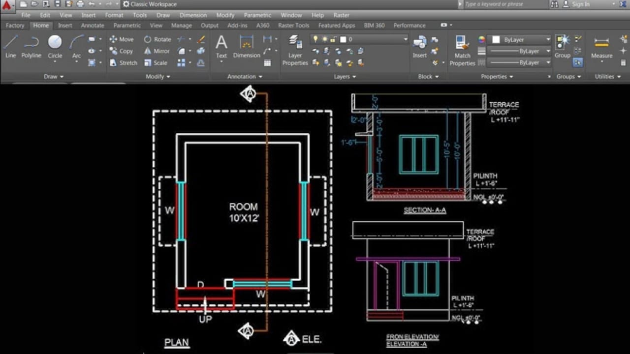 AutoCAD beginner portfolio projects — floor plan, elevation, site layout examples