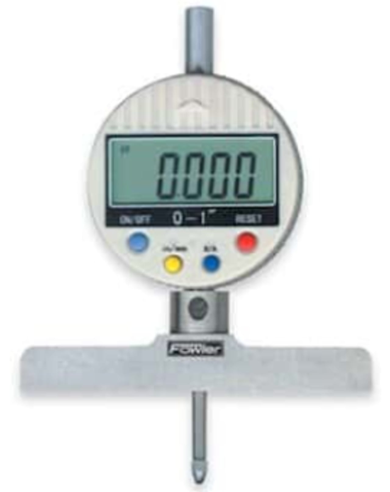 Depth gauge measuring the depth of a machined slot on a metal workpiece