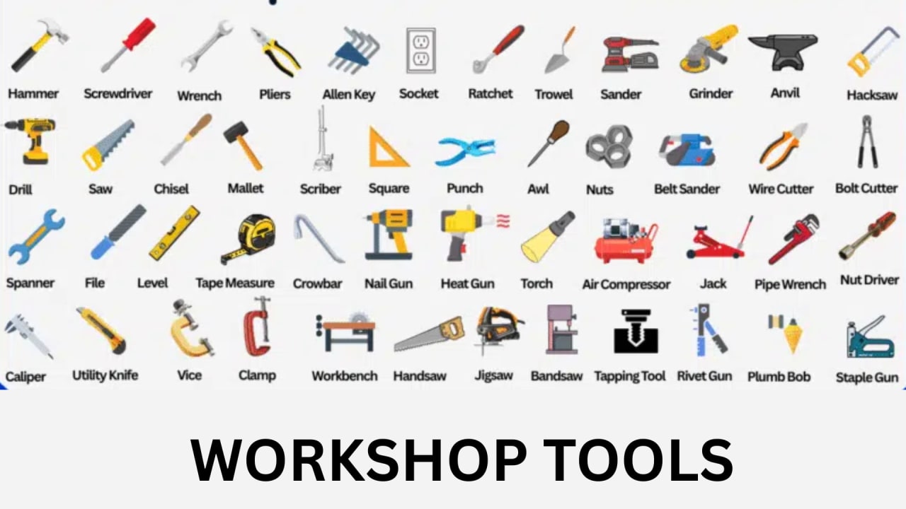 Machine tools in mechanical workshop — lathe, drilling, grinding, and milling machines for DAE students