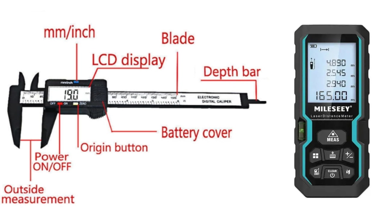 Digital Vernier caliper and digital micrometer — modern measuring instruments for mechanical workshop in Pakistan