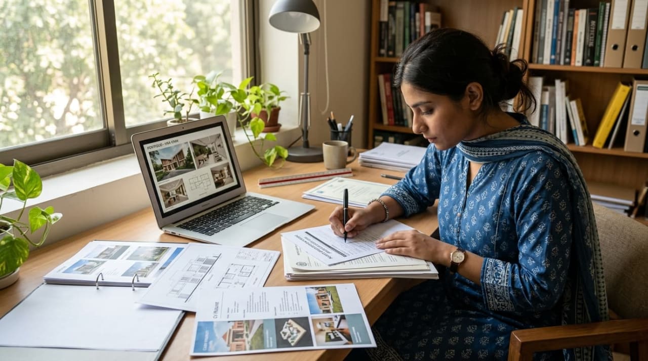 Architecture graduate preparing documents for PCATP registration in Pakistan