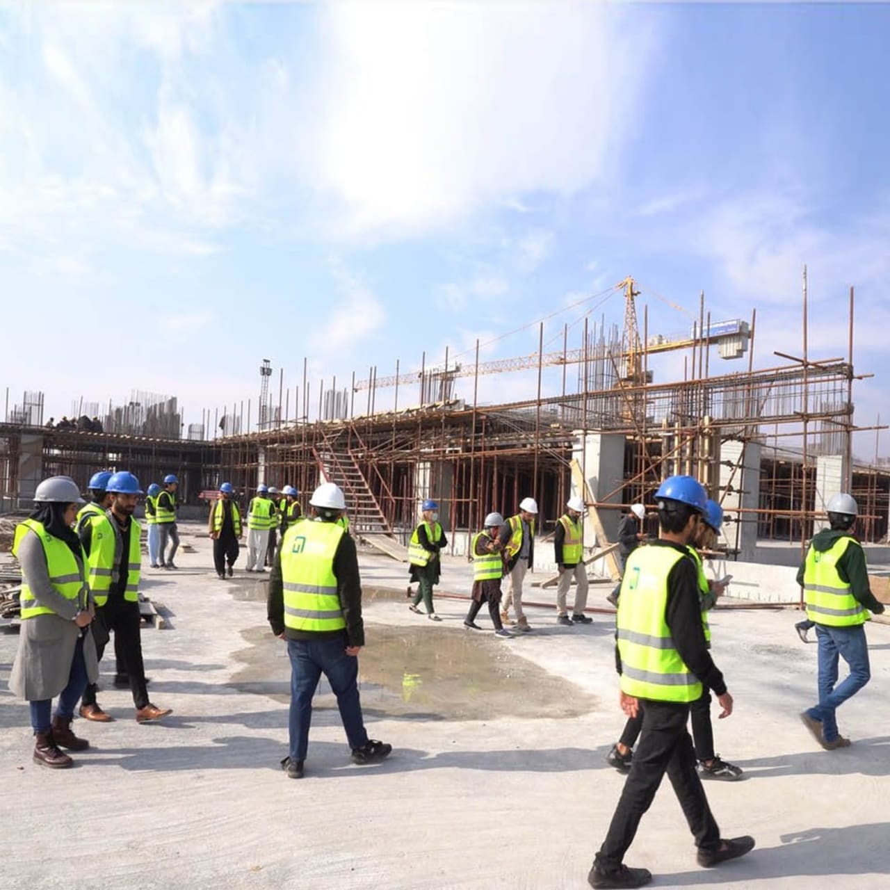 DAE Architecture students on construction site supervision — practical training in Pakistan