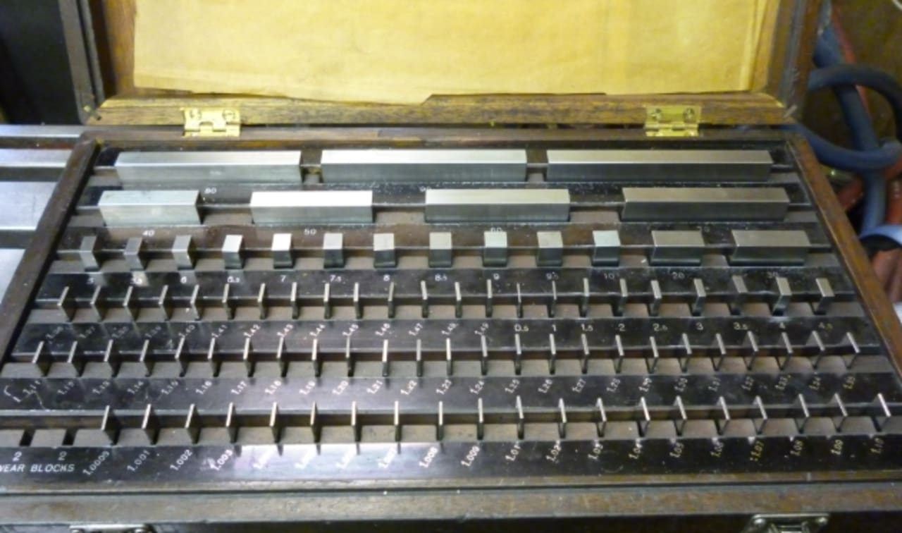 Set of slip gauges (gauge blocks) used as calibration reference standards