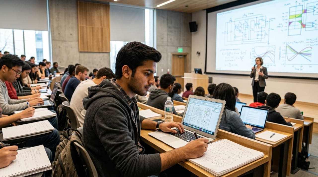 DAE graduate attending a university lecture after enrolling in a BSc Engineering programme