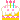 a pixel of a vanilla cake with white frosting and flashing rainbow candles