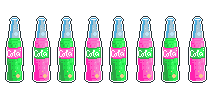 A page divider featuring alternating bottles of soda, one pink then one green. They bounce up and down quickly.