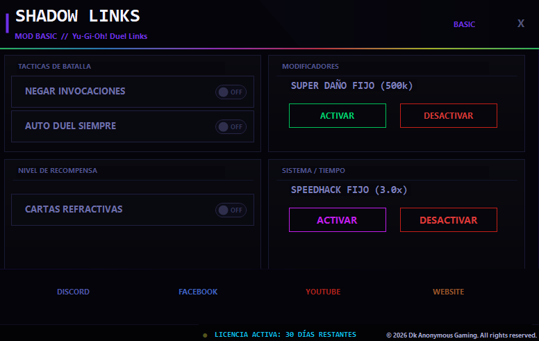Menú VIP del Mod Yu-Gi-Oh! Duel Links