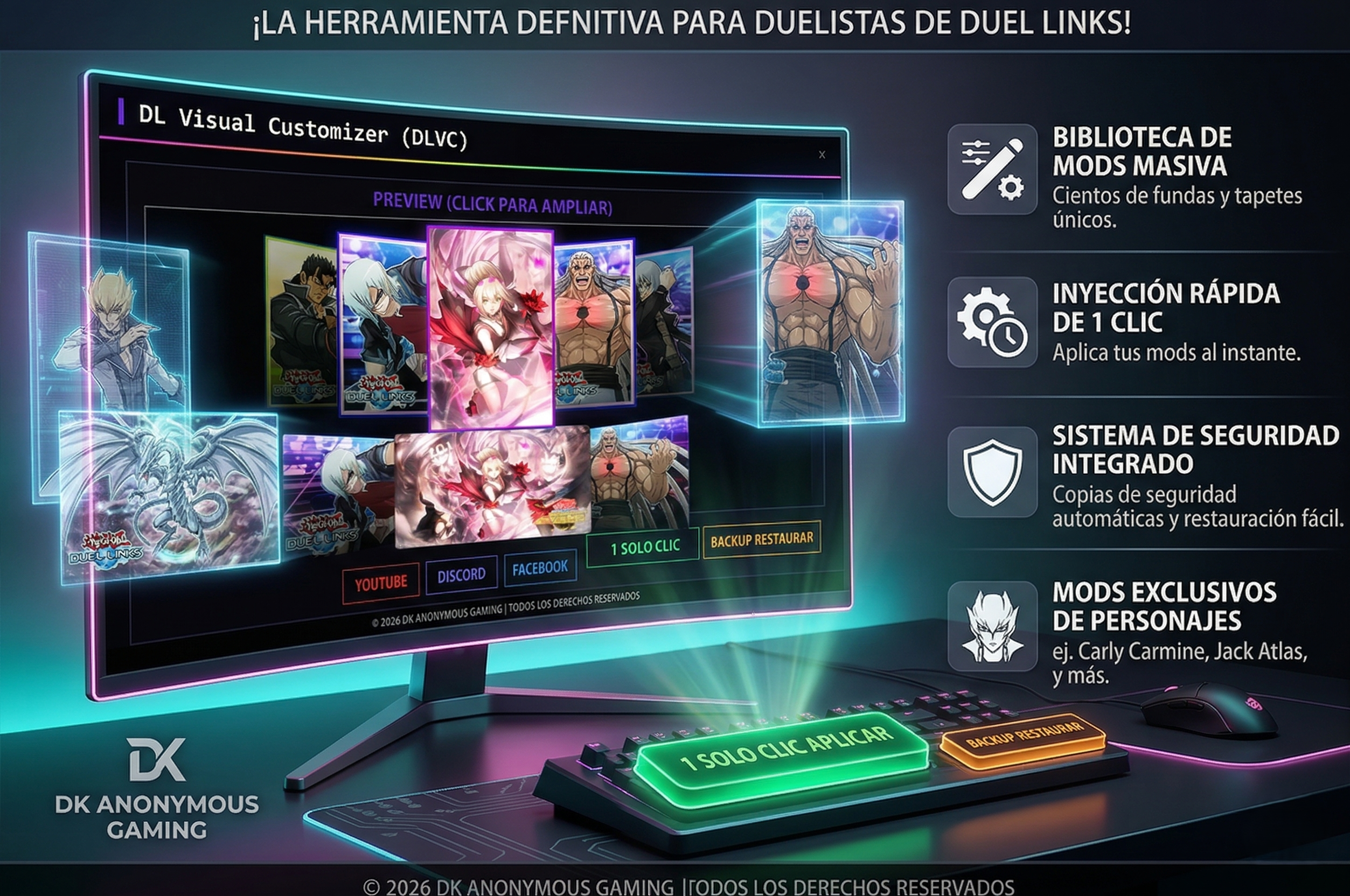 Interfaz del Visual Customizer Yu-Gi-Oh! Duel Links