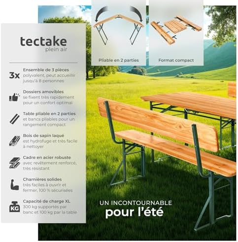 Vue 2 de Tectake Ensemble De Table