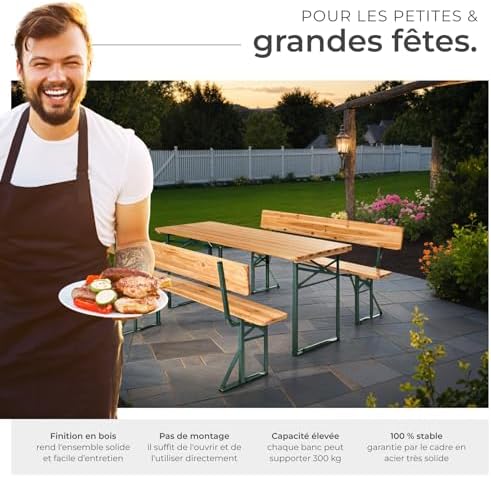 Vue 4 de Tectake Ensemble De Table