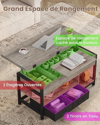 Vue 4 de Table Basse Relevable Table
